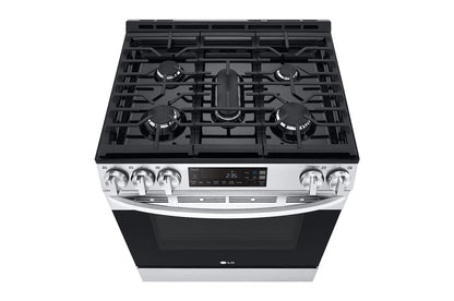 Lg LSGL5831F 5.8 cu.ft. Gas Single OvenSlide-in Range, EasyClean® plus Self Clean, ThinQ™, Printproof™ StainlessSteel