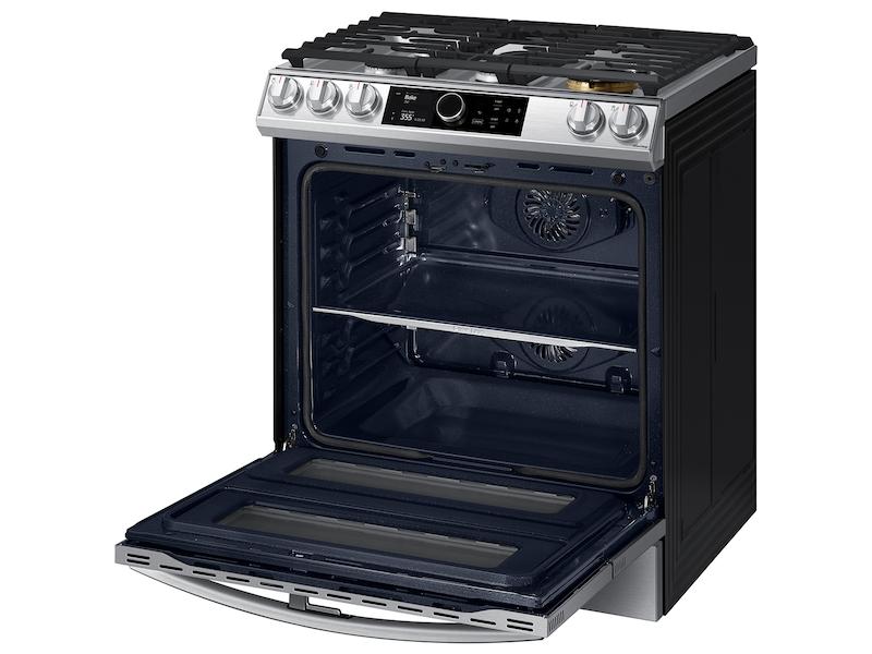 Samsung 6.3 cu. ft. Flex Duo™ Front Control Slide-in Dual Fuel Range with Smart Dial, Air Fry, and Wi-Fi in Stainless Steel