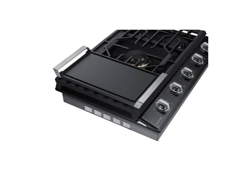 Samsung 30" Smart Gas Cooktop with 22K BTU Dual Power Burner in Black Stainless Steel