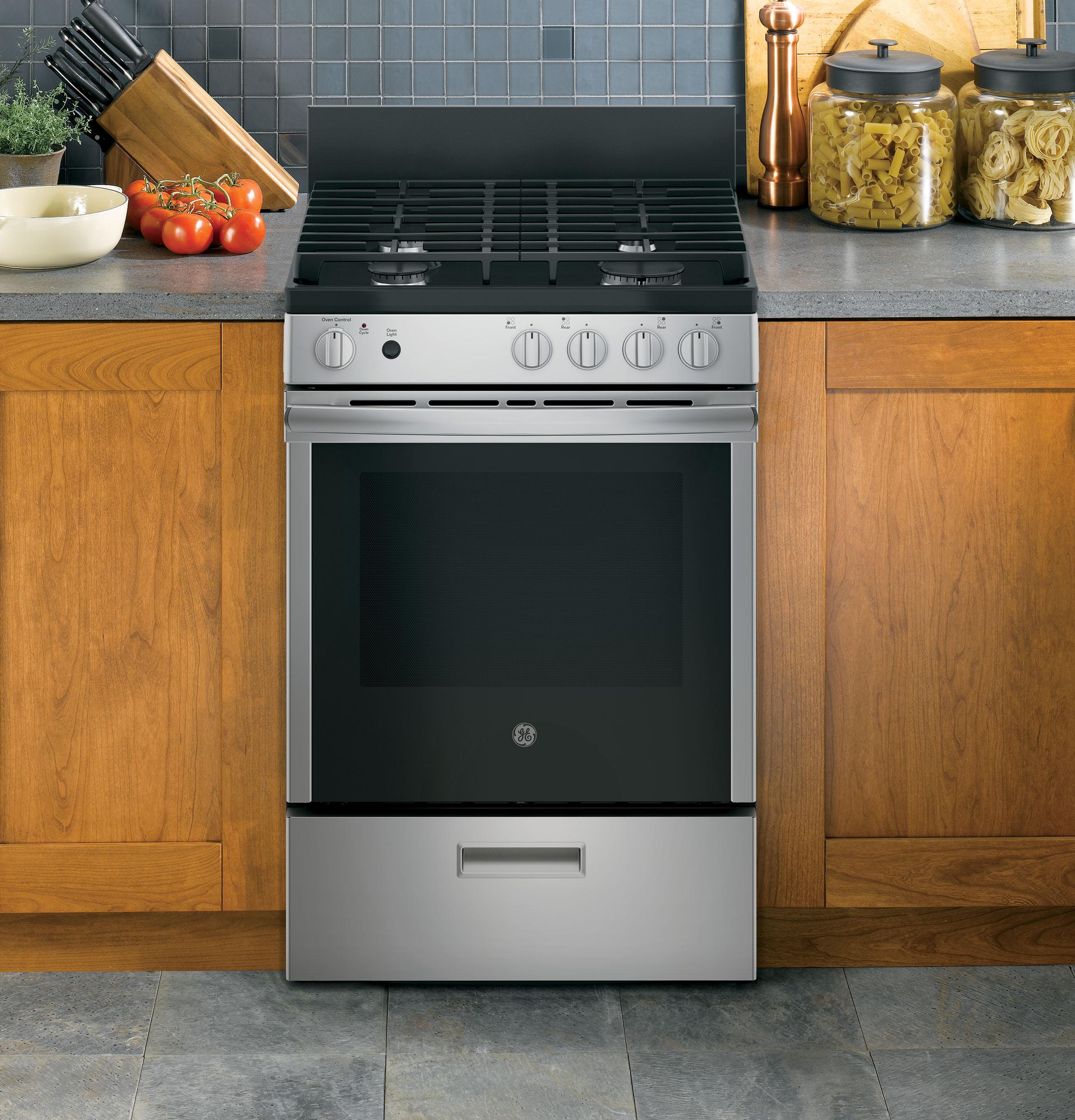 JGAS640RMSS GE® 24" Steam Clean Free-Standing/Slide-in Gas Range