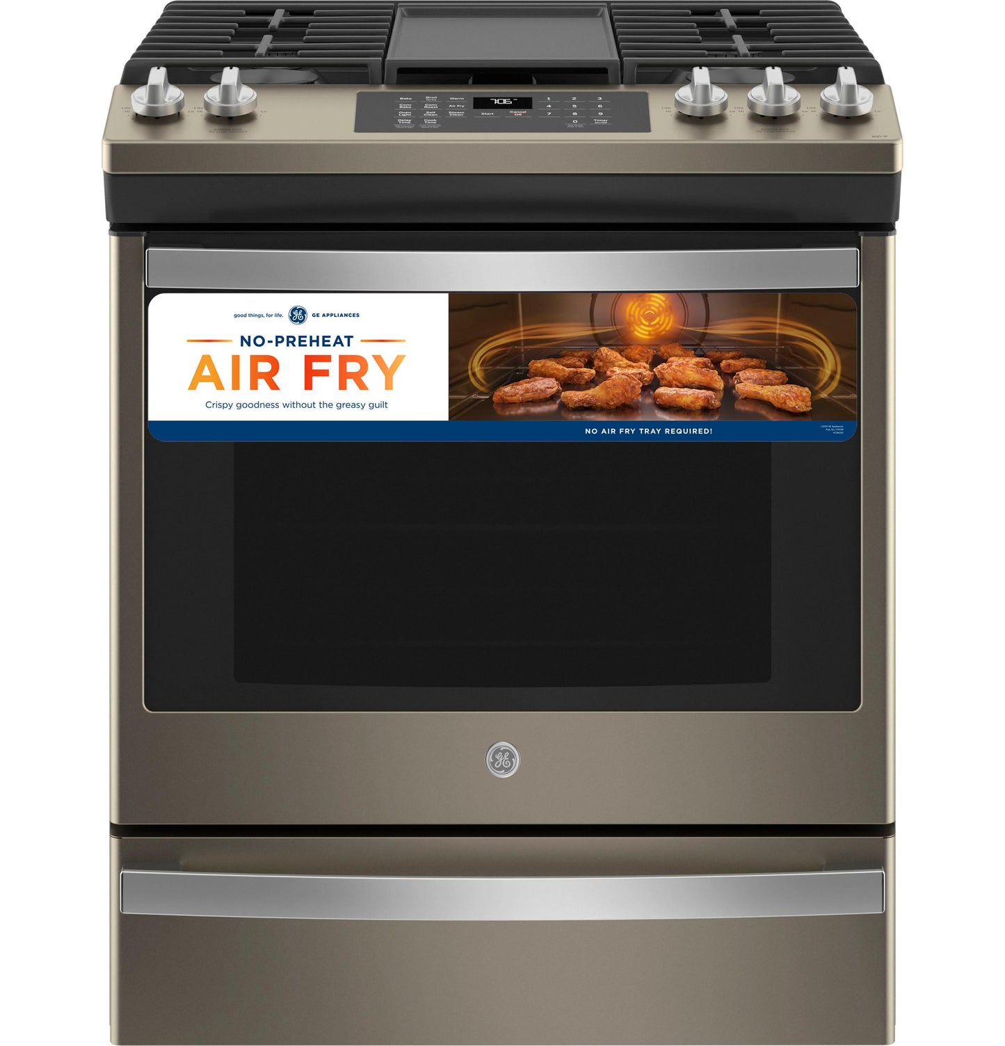 JGS760EPES GE® 30" Slide-In Front-Control Convection Gas Range with No Preheat Air Fry