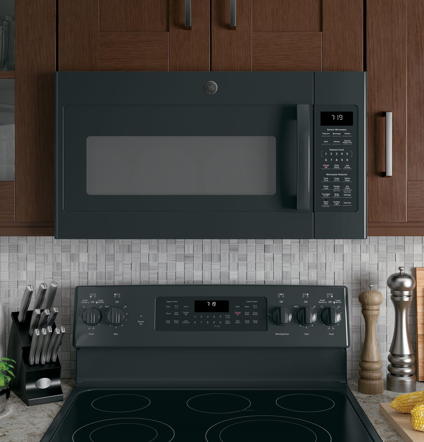 JVM7195DKBB GE® 1.9 Cu. Ft. Over-the-Range Sensor Microwave Oven