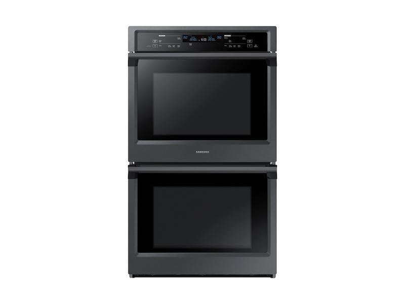 Samsung 30" Smart Double Electric Wall Oven with Steam Cook in Black Stainless Steel