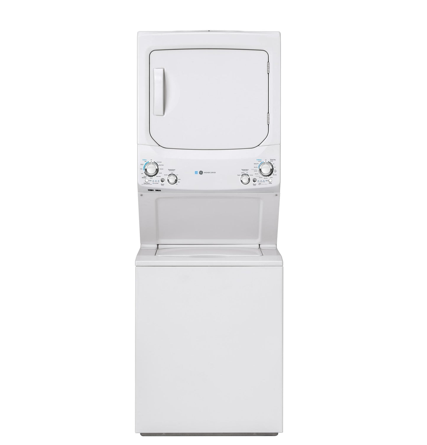 GUD27GESNWW GE Unitized Spacemaker® ENERGY STAR® 3.9 cu. ft. Capacity Washer with Stainless Steel Basket and 5.9 cu. ft. Capacity Gas Dryer