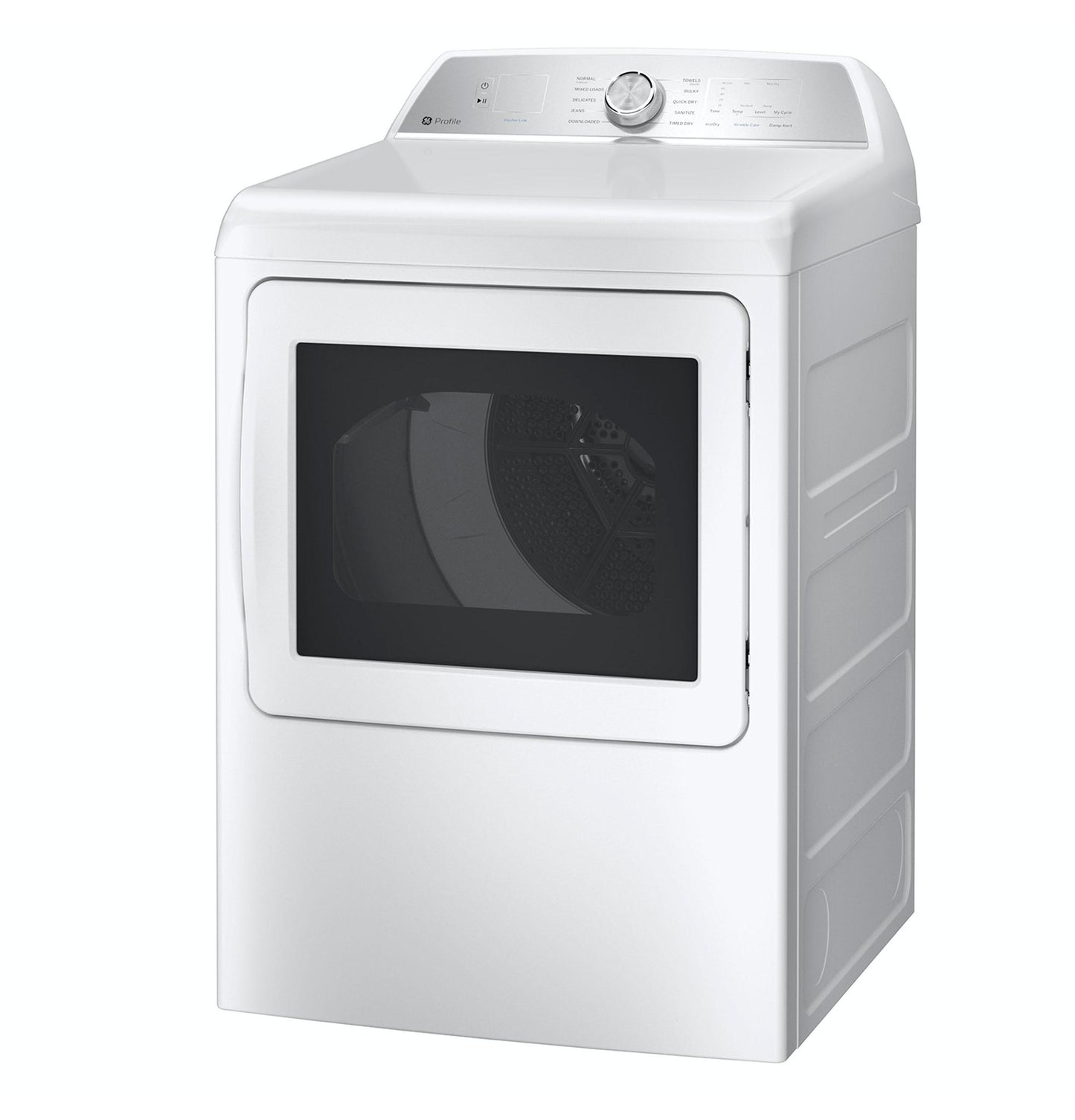 PTD60EBSRWS GE Profile™ ENERGY STAR® 7.4 cu. ft. Capacity aluminized alloy drum Electric Dryer with Sanitize Cycle and Sensor Dry