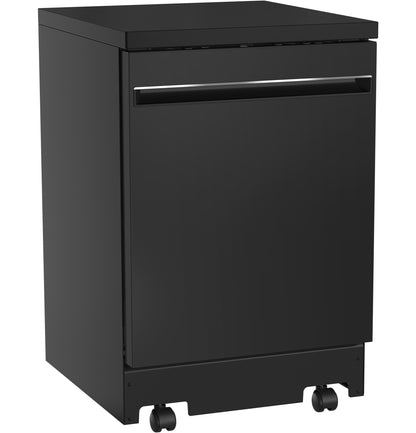 GPT225SGLBB GE® ENERGY STAR® 24" Stainless Steel Interior Portable Dishwasher with Sanitize Cycle