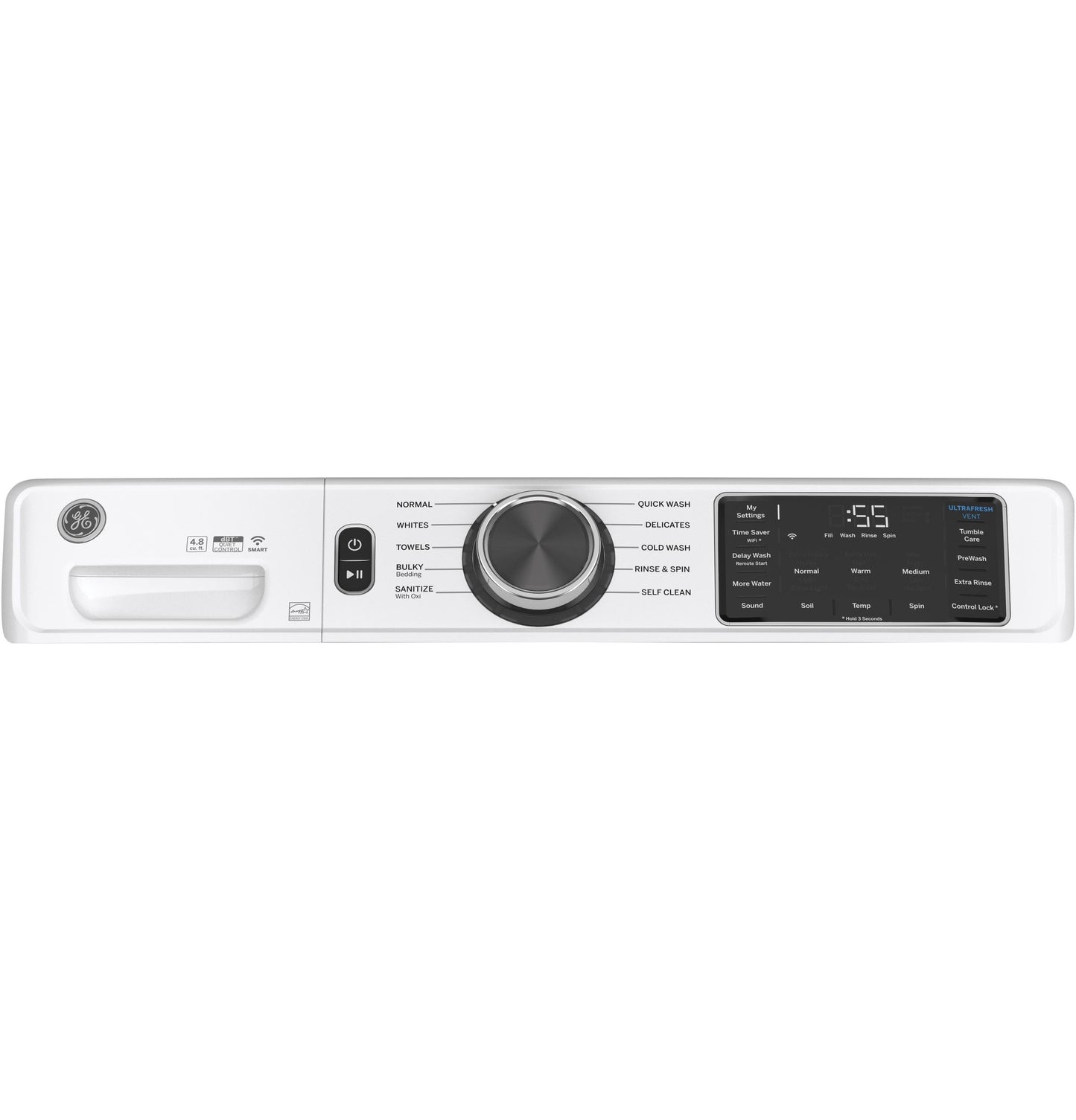 GFW550SSNWW GE® ENERGY STAR 4.8 cu. ft. Capacity Smart Front Load ® Washer with UltraFresh Vent System with OdorBlock™ and Sanitize w/Oxi