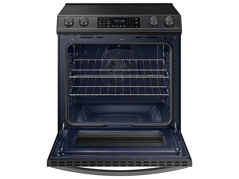 Samsung 6.3 cu. ft. Smart Slide-in Electric Range with Air Fry in Black Stainless Steel