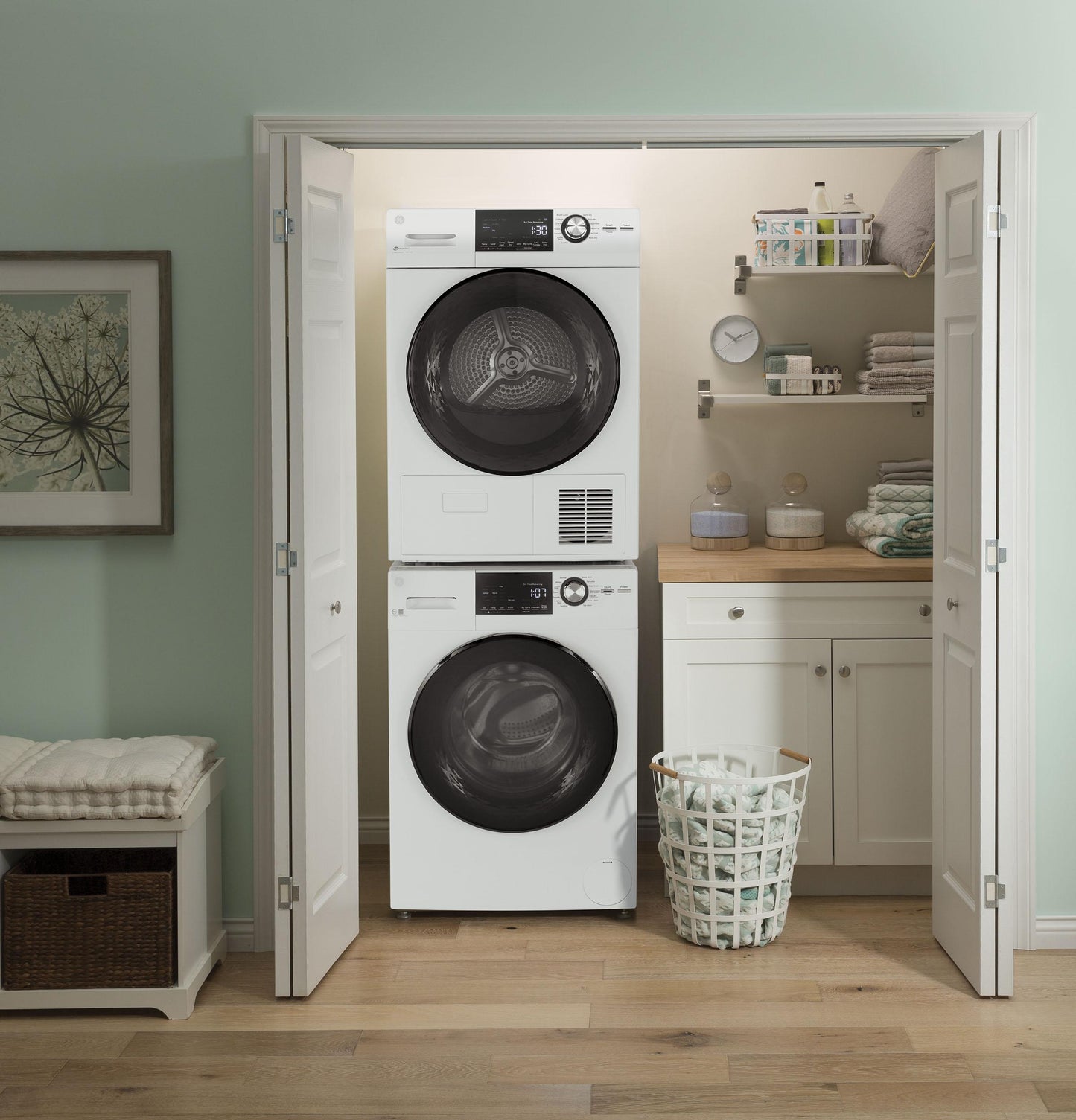 GFW148SSMWW GE® ENERGY STAR® 24" 2.4 Cu. Ft. Front Load Washer with Steam
