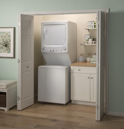 GUV27ESSMWW GE Unitized Spacemaker® 3.8 cu. ft. Capacity Washer with Stainless Steel Basket and 5.9 cu. ft. Capacity Long Vent Electric Dryer