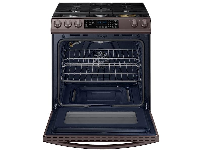 Samsung 6.0 cu ft. Smart Slide-in Gas Range with Air Fry in Tuscan Stainless Steel