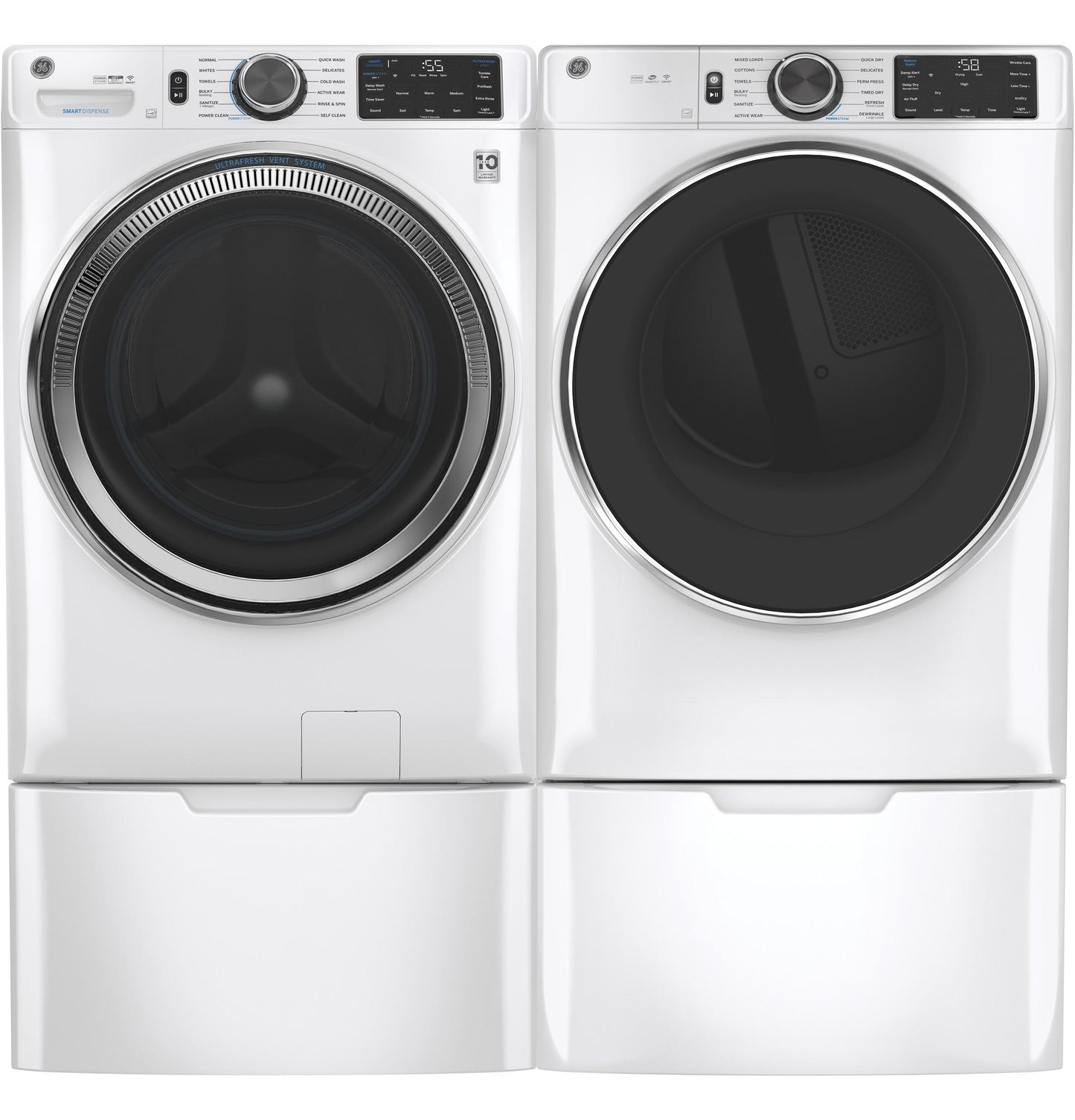 GE® 4.8 cu. ft. Capacity Smart Front Load ENERGY STAR® Steam Washer with SmartDispense™ UltraFresh Vent System with OdorBlock™ and Sanitize + Allergen