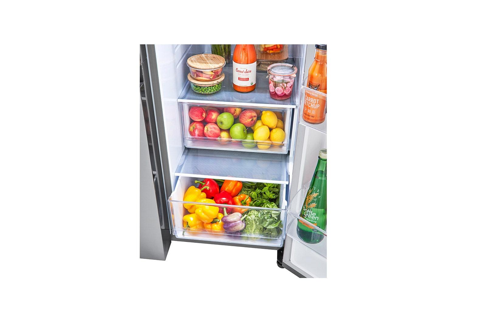 Lg 23 cu. ft. Side-by-Side Counter-Depth Refrigerator with Smooth Touch Dispenser