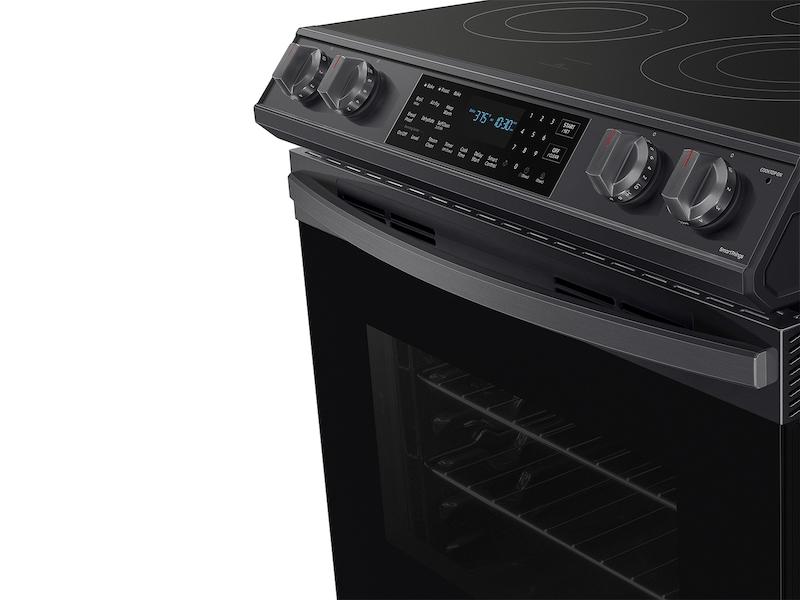 Samsung 6.3 cu. ft. Smart Slide-in Electric Range with Air Fry in Black Stainless Steel