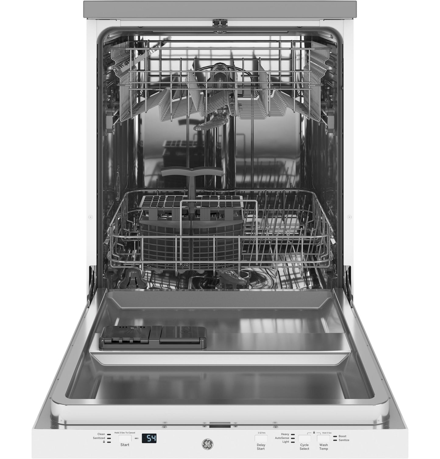 GPT225SGLWW GE® ENERGY STAR® 24" Stainless Steel Interior Portable Dishwasher with Sanitize Cycle