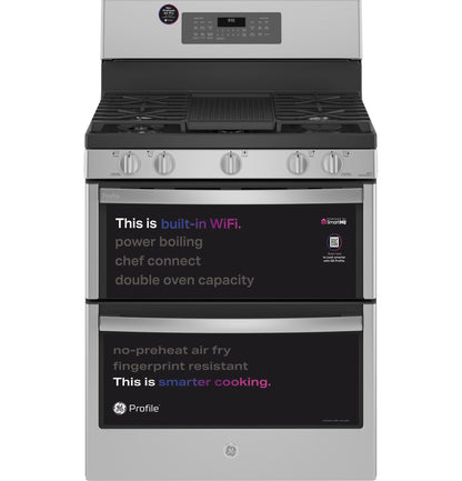 PGB965YPFS GE Profile™ 30" Free-Standing Gas Double Oven Convection Fingerprint Resistant Range with No Preheat Air Fry