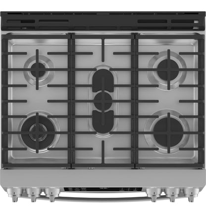 PGS960YPFS GE Profile™ 30" Smart Slide-In Front-Control Gas Double Oven Convection Fingerprint Resistant Range