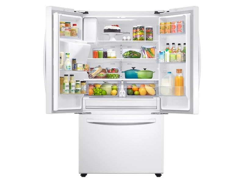 27 cu. ft. Large Capacity 3-Door French Door Refrigerator with External Water & Ice Dispenser in White