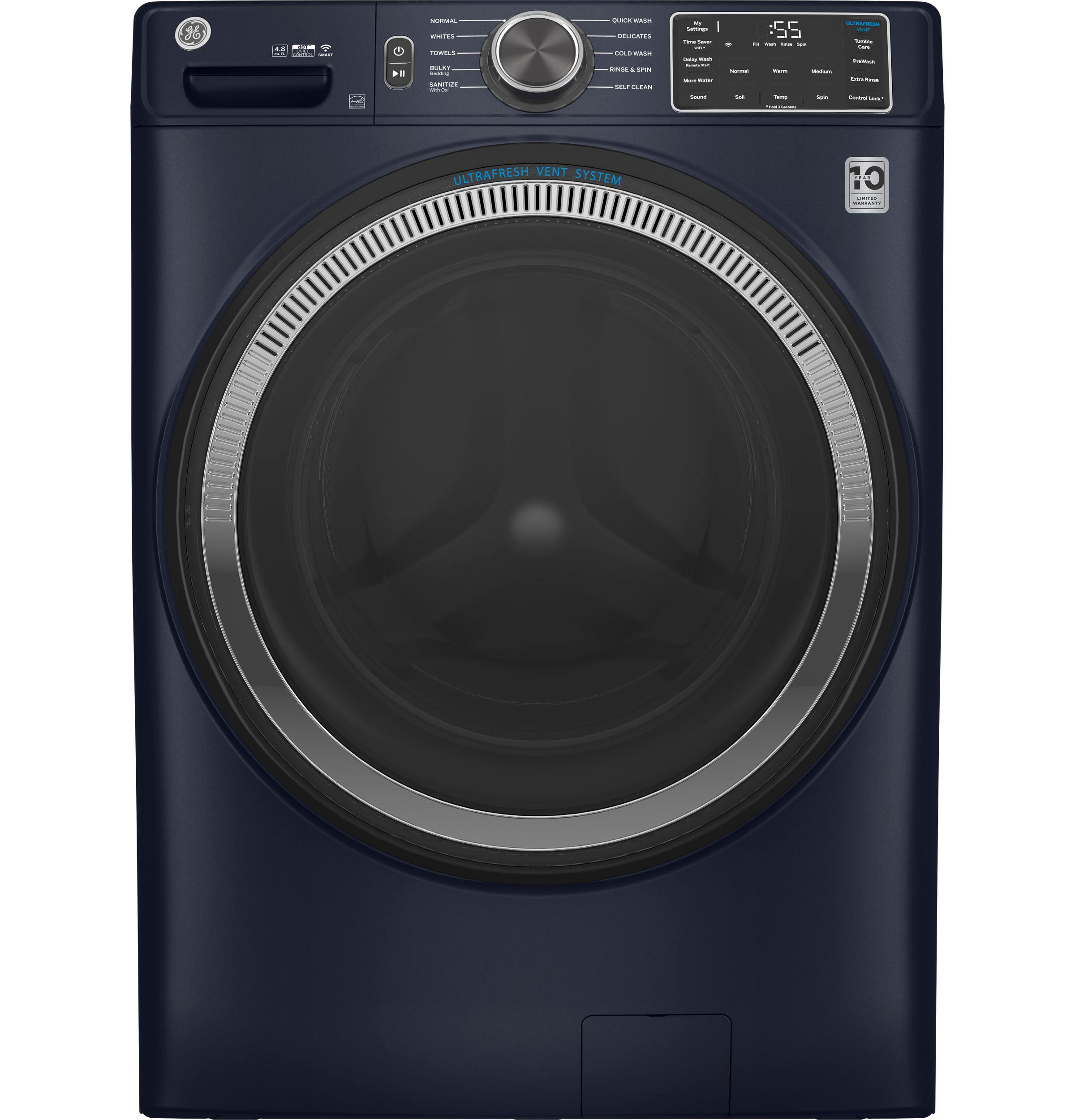 GE® ENERGY STAR® 4.8 cu. ft. Capacity Smart Front Load Washer with UltraFresh Vent System with OdorBlock™ and Sanitize w/Oxi
