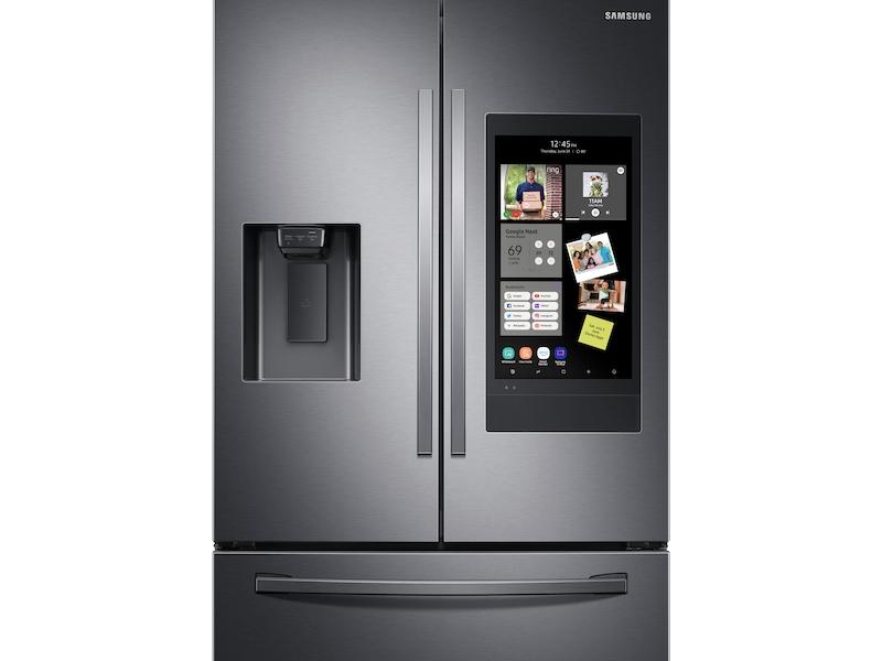 SAMSUNG 26.5 cu. ft. Large Capacity 3-Door French Door Refrigerator with Family Hub(TM) and External Water & Ice Dispenser in Black Stainless Steel