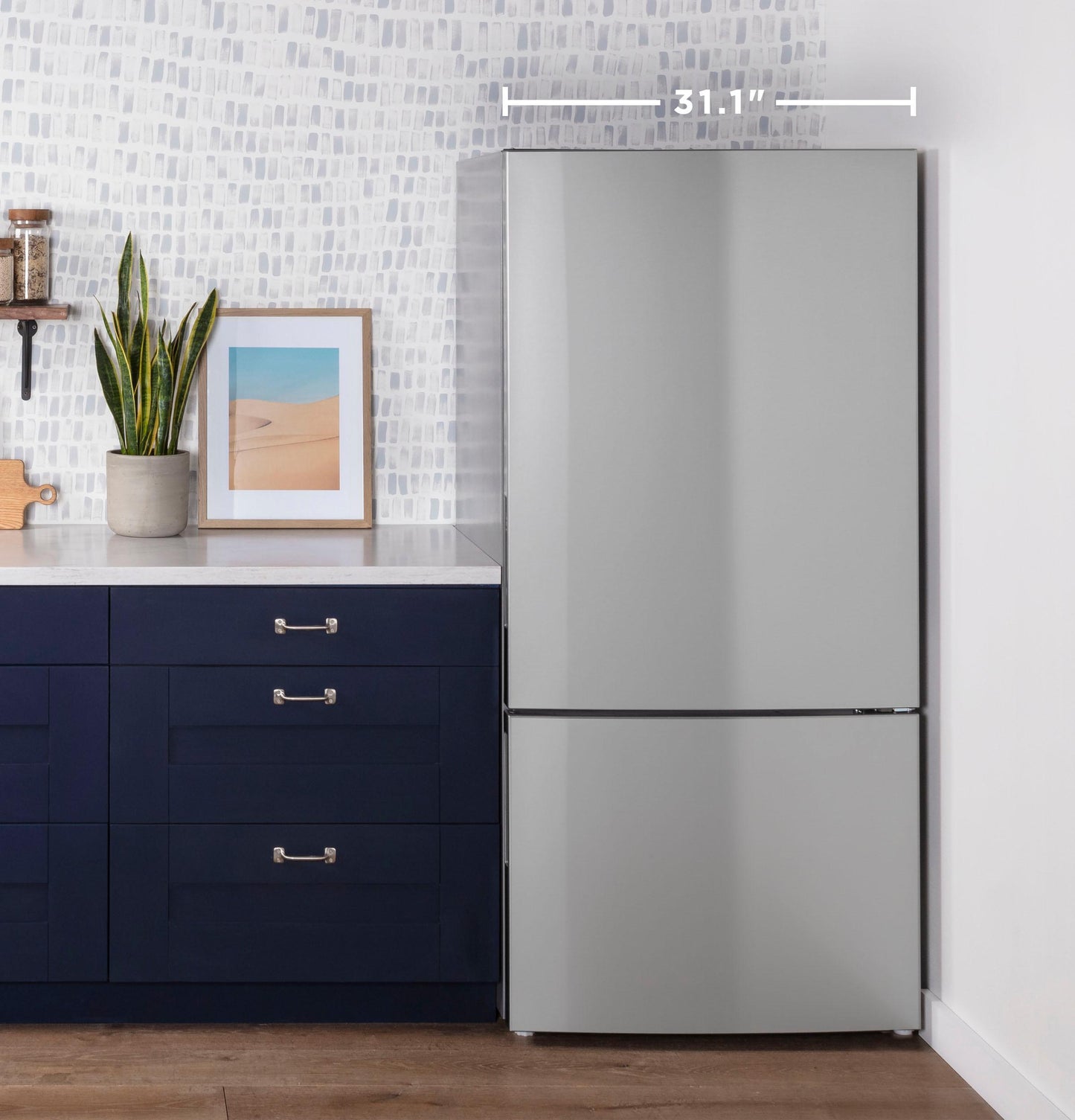 GBE17HYRFS GE® ENERGY STAR® 17.7 Cu. Ft. Counter-Depth Bottom-Freezer Refrigerator