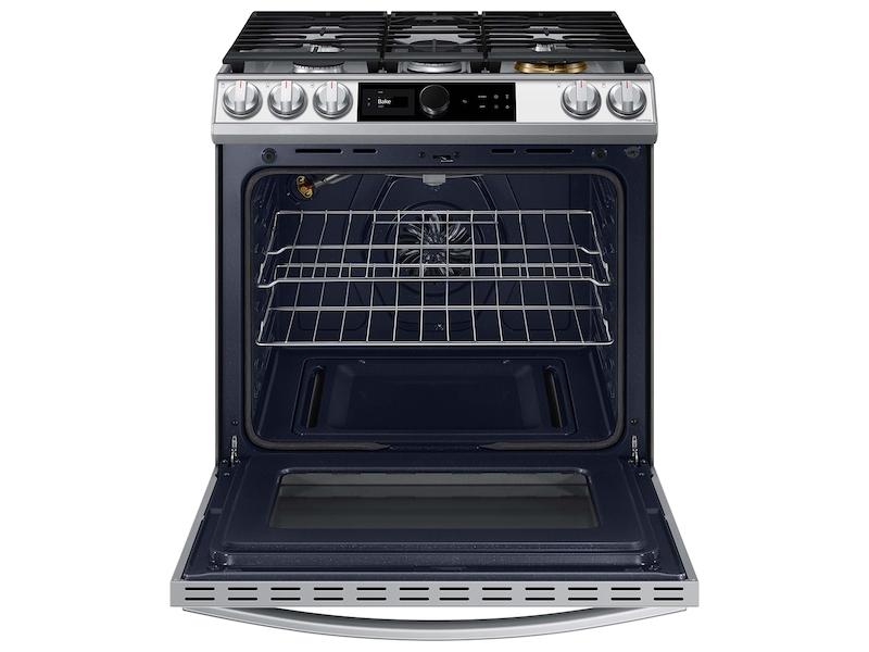 Bespoke Smart Slide-in Gas Range 6.0 cu. ft. with Smart Dial, Air Fry & Wi-Fi in White Glass