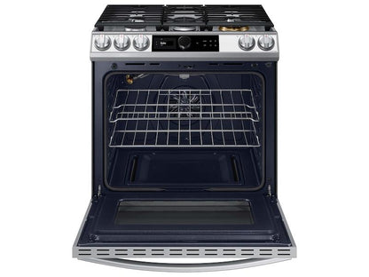Bespoke Smart Slide-in Gas Range 6.0 cu. ft. with Smart Dial, Air Fry & Wi-Fi in White Glass
