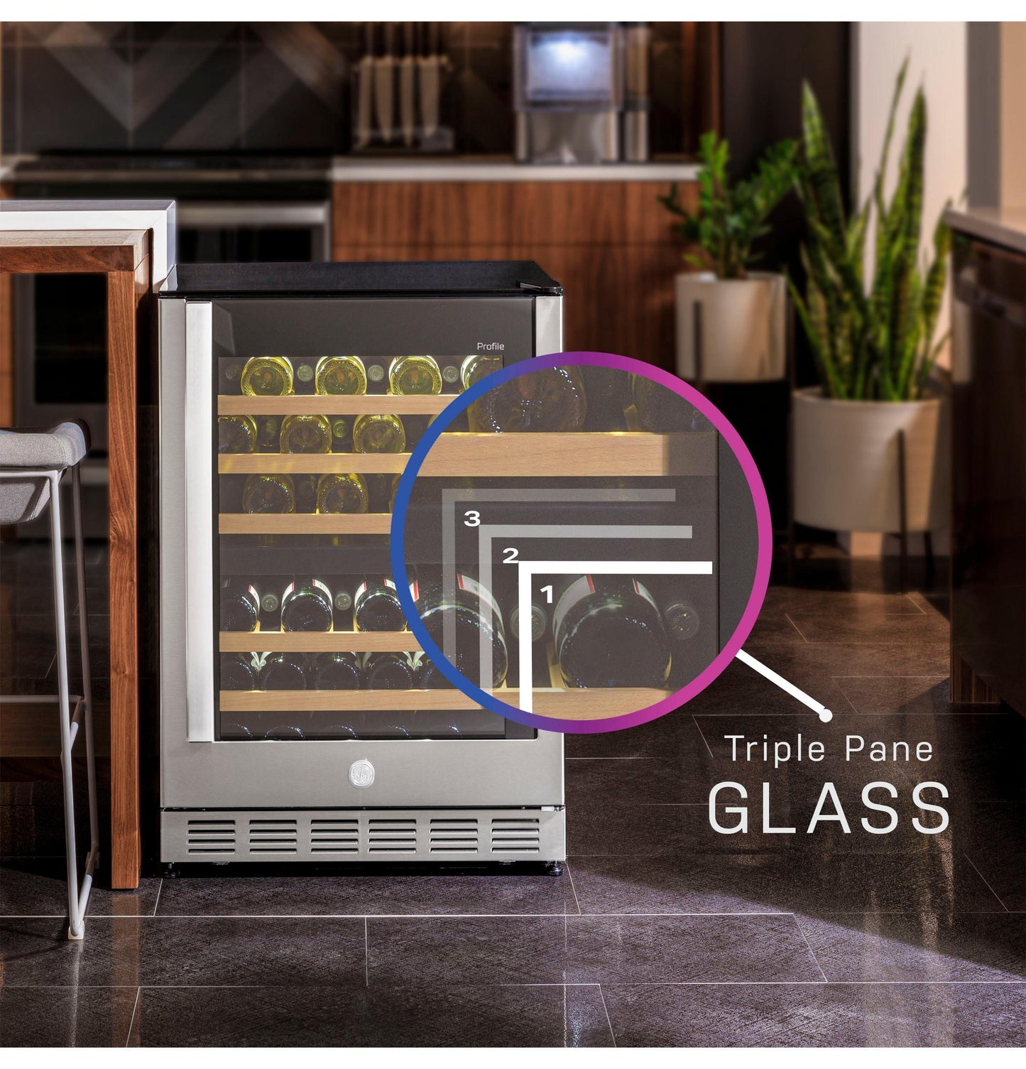 PWS06DSPSS GE Profile™ 44-Bottle Dual Zone Wine Cooler