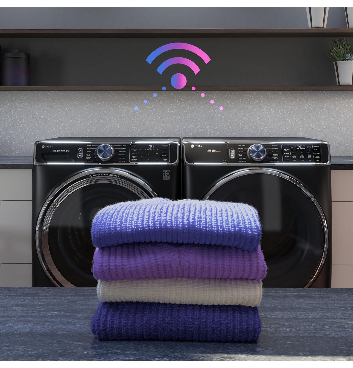 PFD95ESPTDS GE Profile™ ENERGY STAR® 7.8 cu. ft. Capacity Smart Front Load Electric Dryer with Steam and Sanitize Cycle
