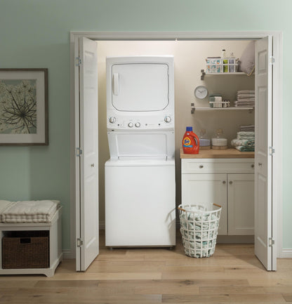 GUV27ESSMWW GE Unitized Spacemaker® 3.8 cu. ft. Capacity Washer with Stainless Steel Basket and 5.9 cu. ft. Capacity Long Vent Electric Dryer