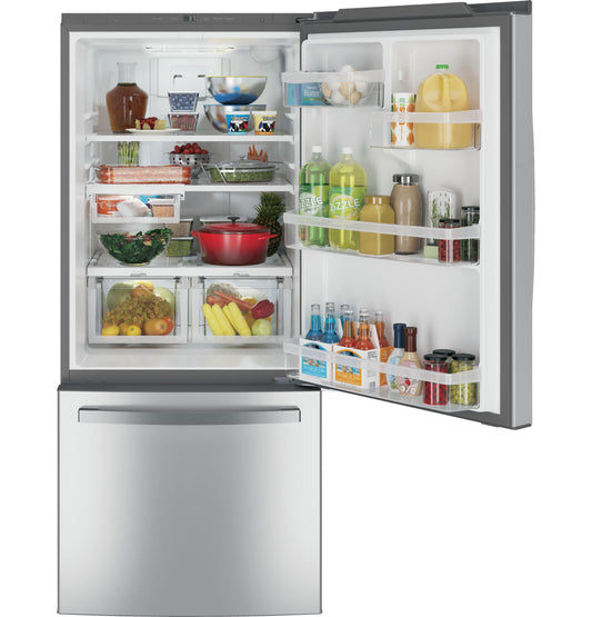 GDE21EYKFS GE® ENERGY STAR® 21.0 Cu. Ft. Bottom-Freezer Refrigerator