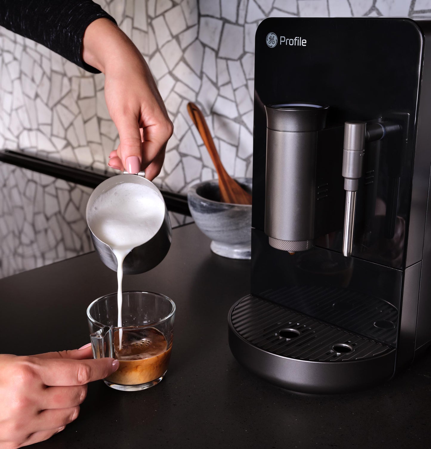P7CEBBS6RBB GE Profile™ Automatic Espresso Machine + Frother