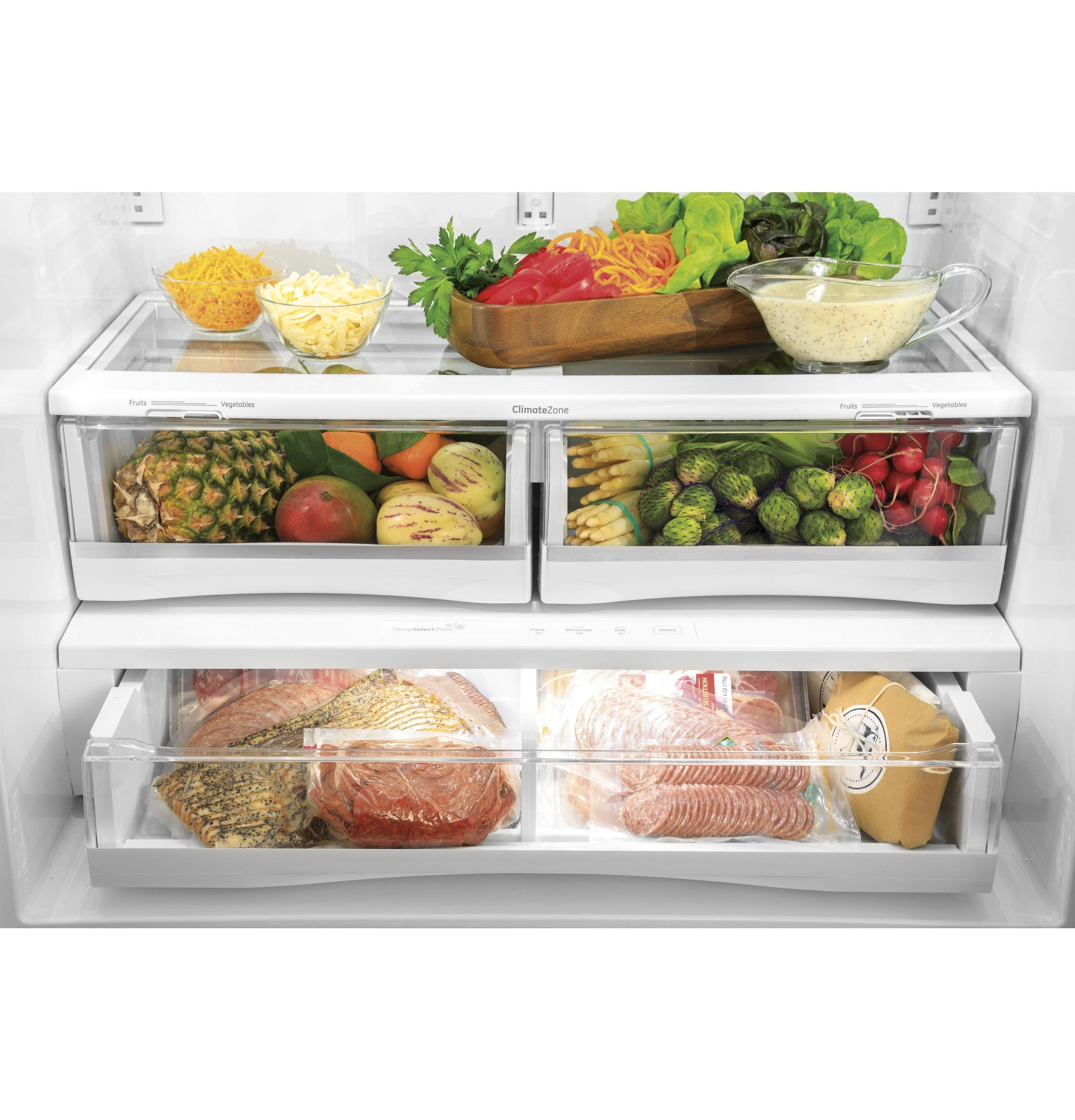 PWE23KYNFS GE Profile™ ENERGY STAR® 23.1 Cu. Ft. Counter-Depth Fingerprint Resistant French-Door Refrigerator