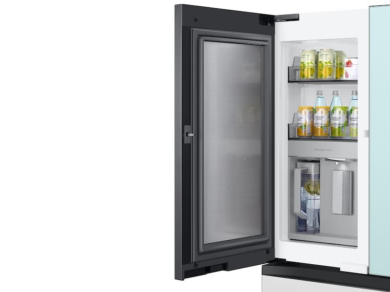 Samsung Bespoke 4-Door French Door Refrigerator (29 cu. ft.) with Beverage Center™ in Morning Blue Glass Top Panels and White Glass Middle and Bottom Panels