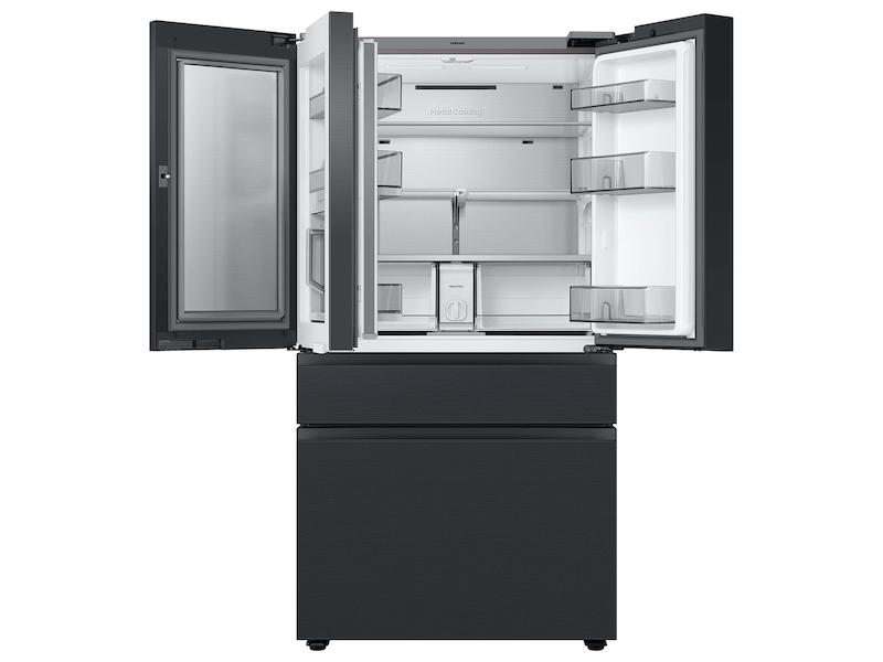 Samsung RF23BB89008MAA Bespoke 4-Door French Door Refrigerator (23 cu. ft.) - with Top Left and Family Hub™ Panel in Charcoal Glass - and Matte Black Steel Middle and Bottom Panels