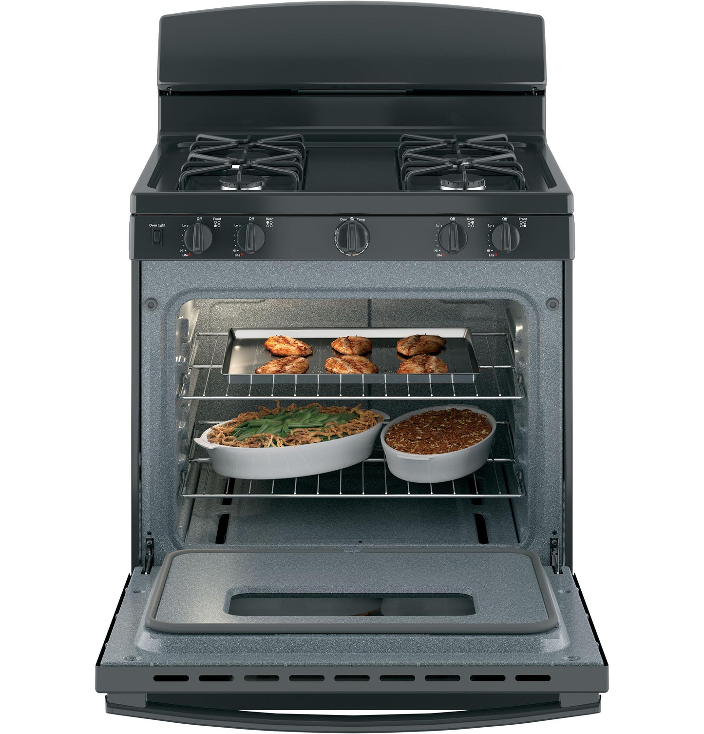 JGBS10DEMBB GE® 30" Free-Standing Front Control Gas Range