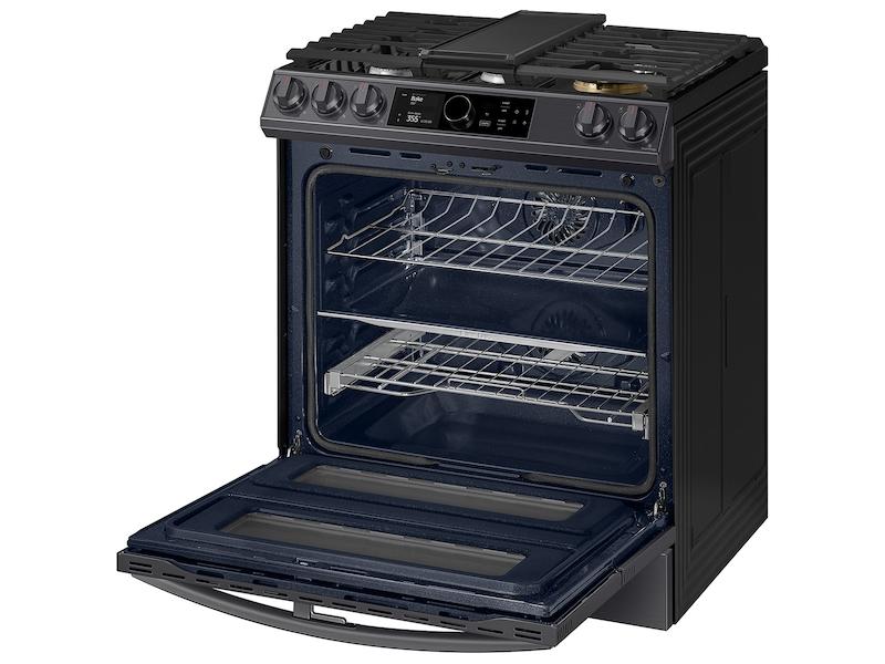 6.3 cu. ft. Flex Duo™ Front Control Slide-in Dual Fuel Range with Smart Dial, Air Fry, and Wi-Fi in Black Stainless Steel