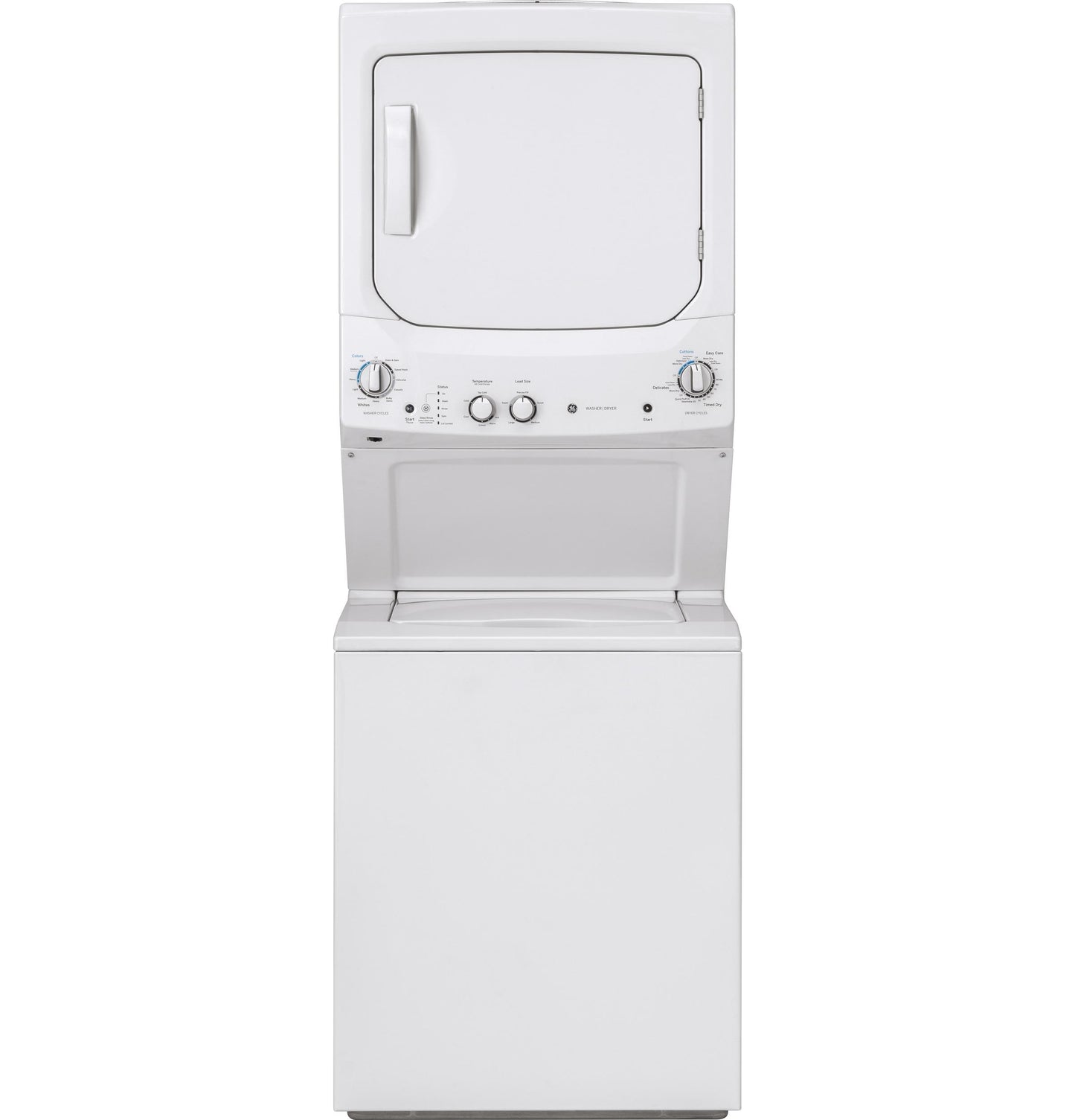 GUV27ESSMWW GE Unitized Spacemaker® 3.8 cu. ft. Capacity Washer with Stainless Steel Basket and 5.9 cu. ft. Capacity Long Vent Electric Dryer
