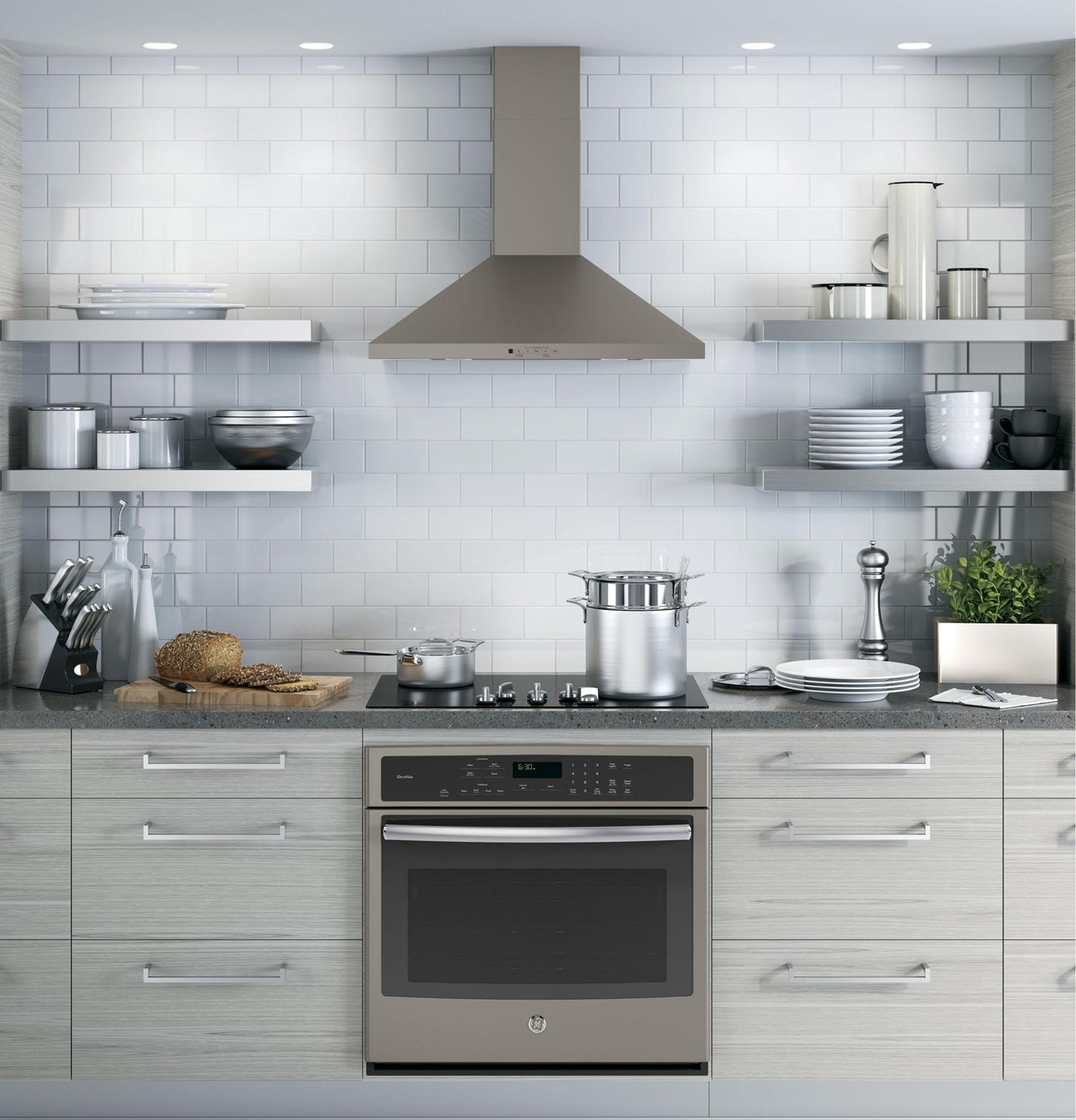 JVW5301EJES GE® 30" Wall-Mount Pyramid Chimney Hood