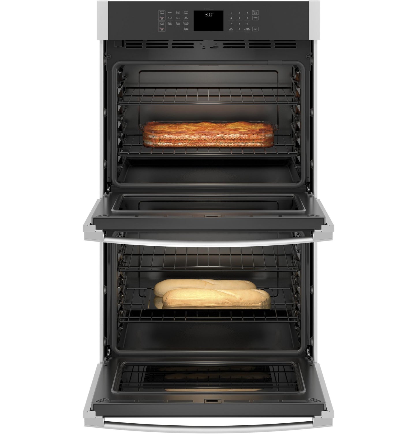 JTD3000SNSS GE® 30" Smart Built-In Self-Clean Double Wall Oven with Never-Scrub Racks