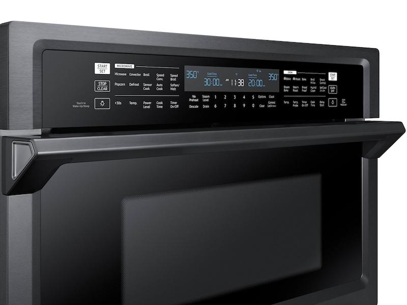 Samsung 30" Smart Microwave Combination Wall Oven with Steam Cook in Black Stainless Steel