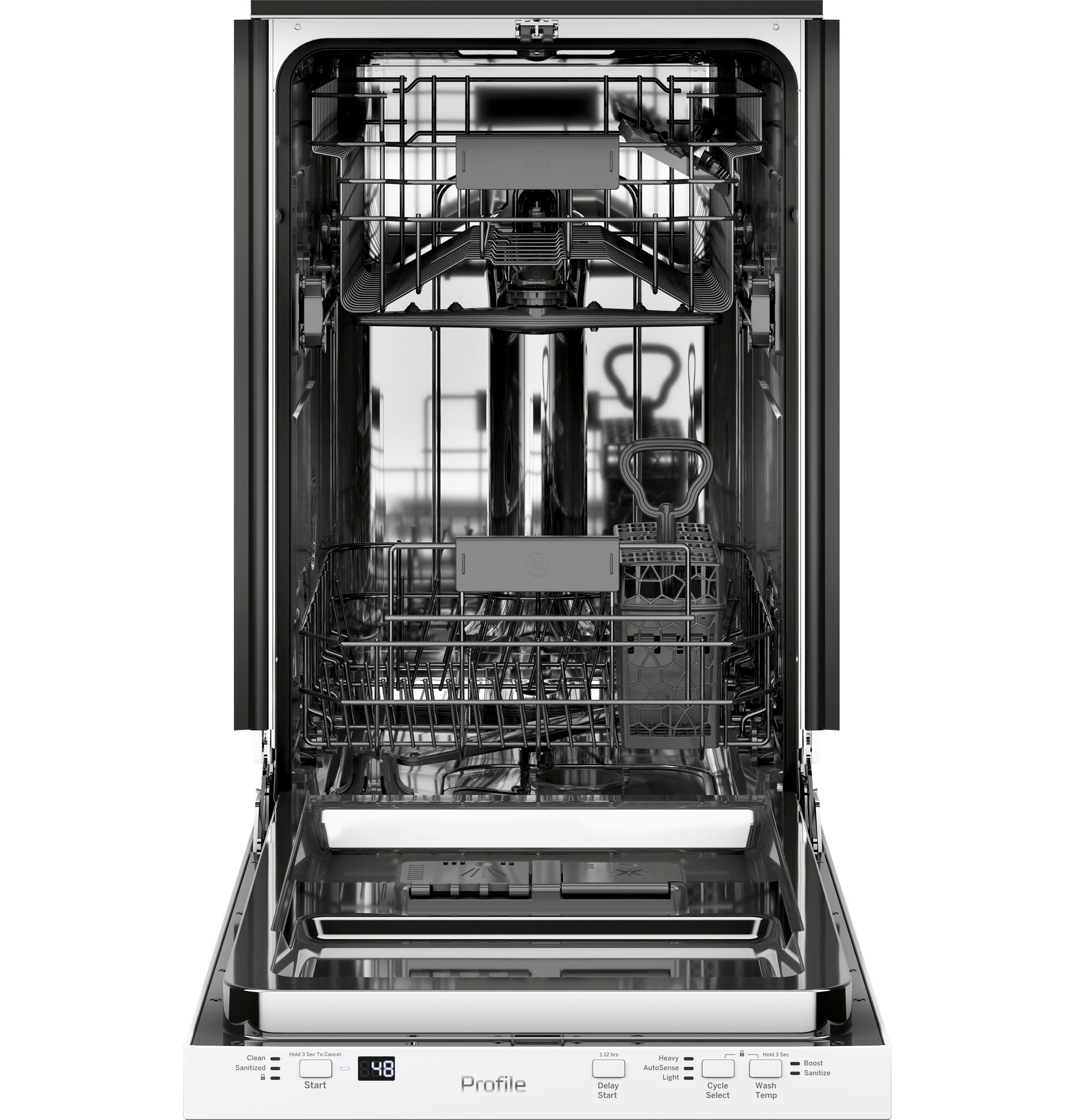 PDT145SGLWW GE Profile™ ENERGY STAR® 18" ADA Compliant Stainless Steel Interior Dishwasher with Sanitize Cycle