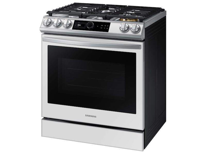 Bespoke Smart Slide-in Gas Range 6.0 cu. ft. with Smart Dial, Air Fry & Wi-Fi in White Glass