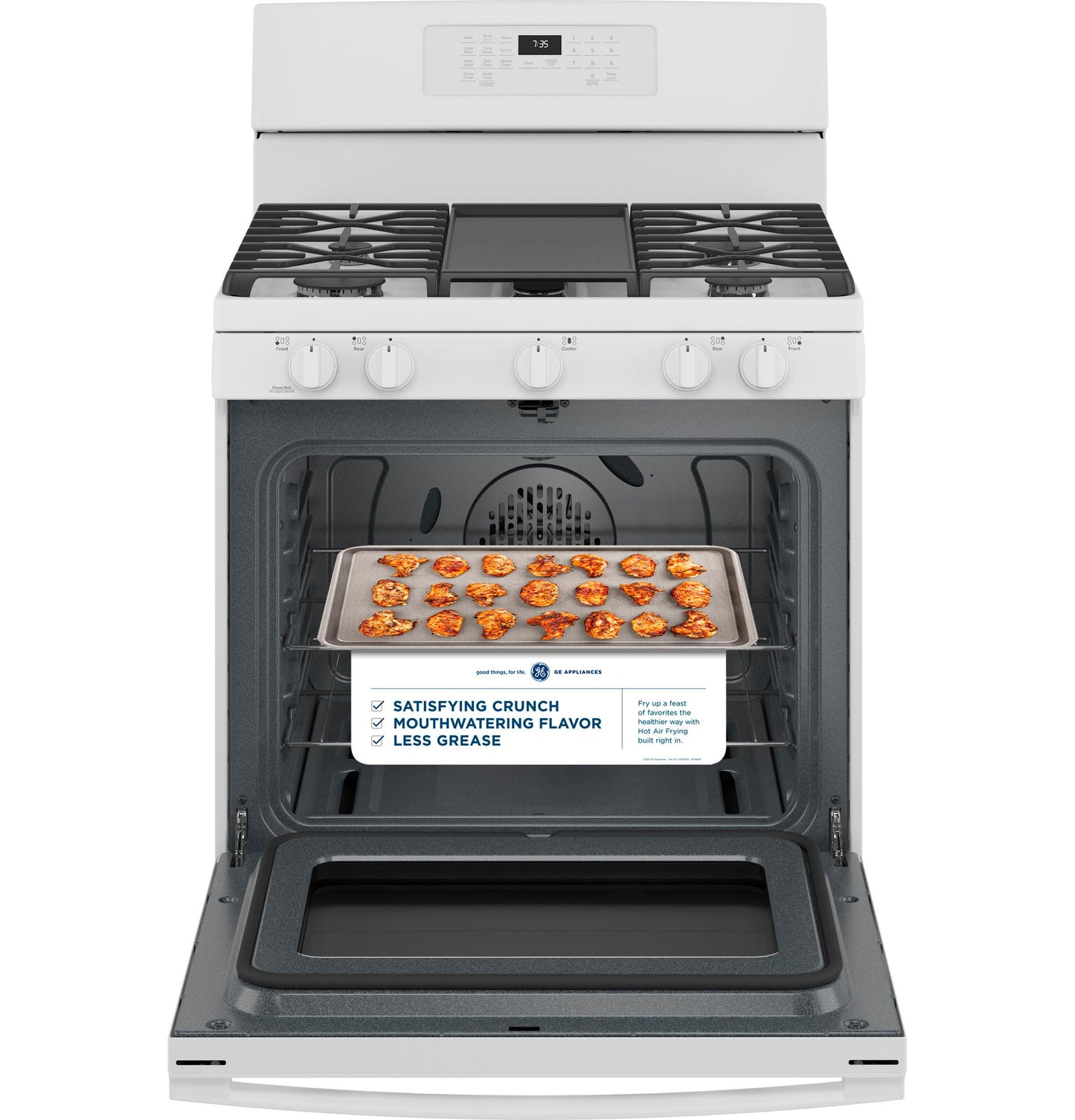 JGB735DPWW GE® 30" Free-Standing Gas Convection Range with No Preheat Air Fry