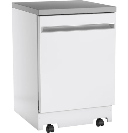 GPT225SGLWW GE® ENERGY STAR® 24" Stainless Steel Interior Portable Dishwasher with Sanitize Cycle
