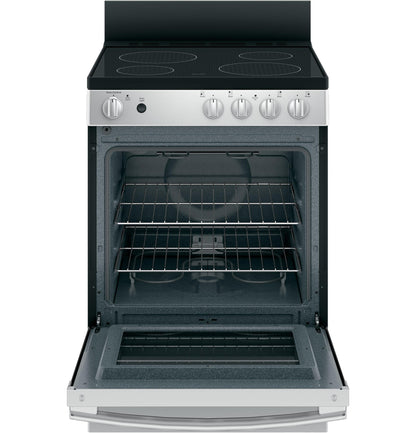 JAS640RMSS GE® ENERGY STAR® 24" Free-Standing/Slide-in Front Control Range with Steam Clean and Large Window