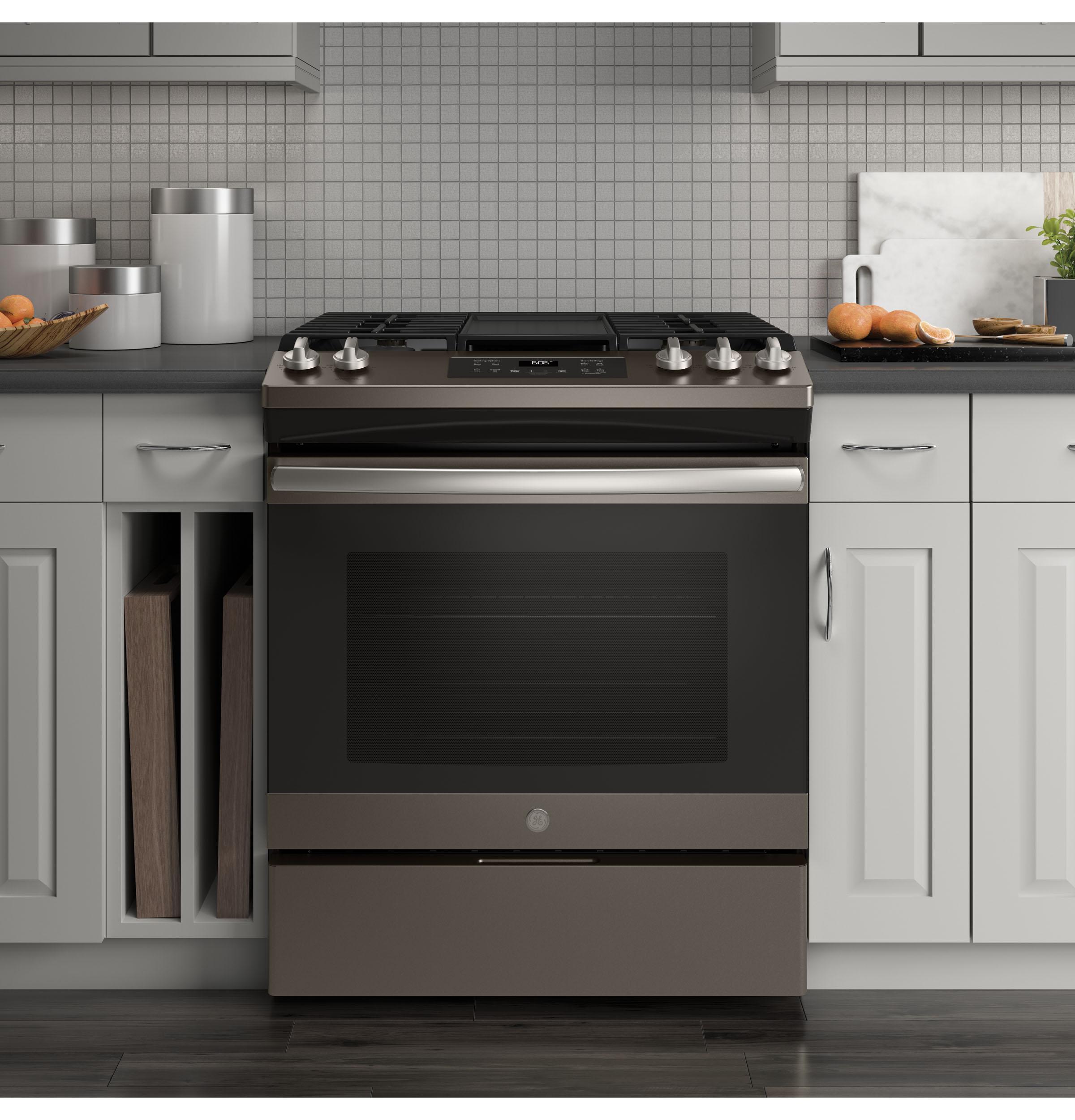 GE® 30" Slide-In Front Control Gas Range