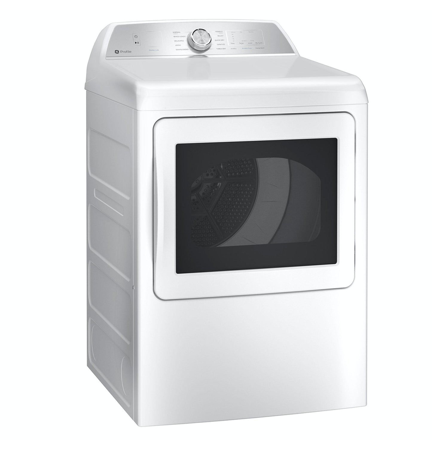 PTD60EBSRWS GE Profile™ ENERGY STAR® 7.4 cu. ft. Capacity aluminized alloy drum Electric Dryer with Sanitize Cycle and Sensor Dry