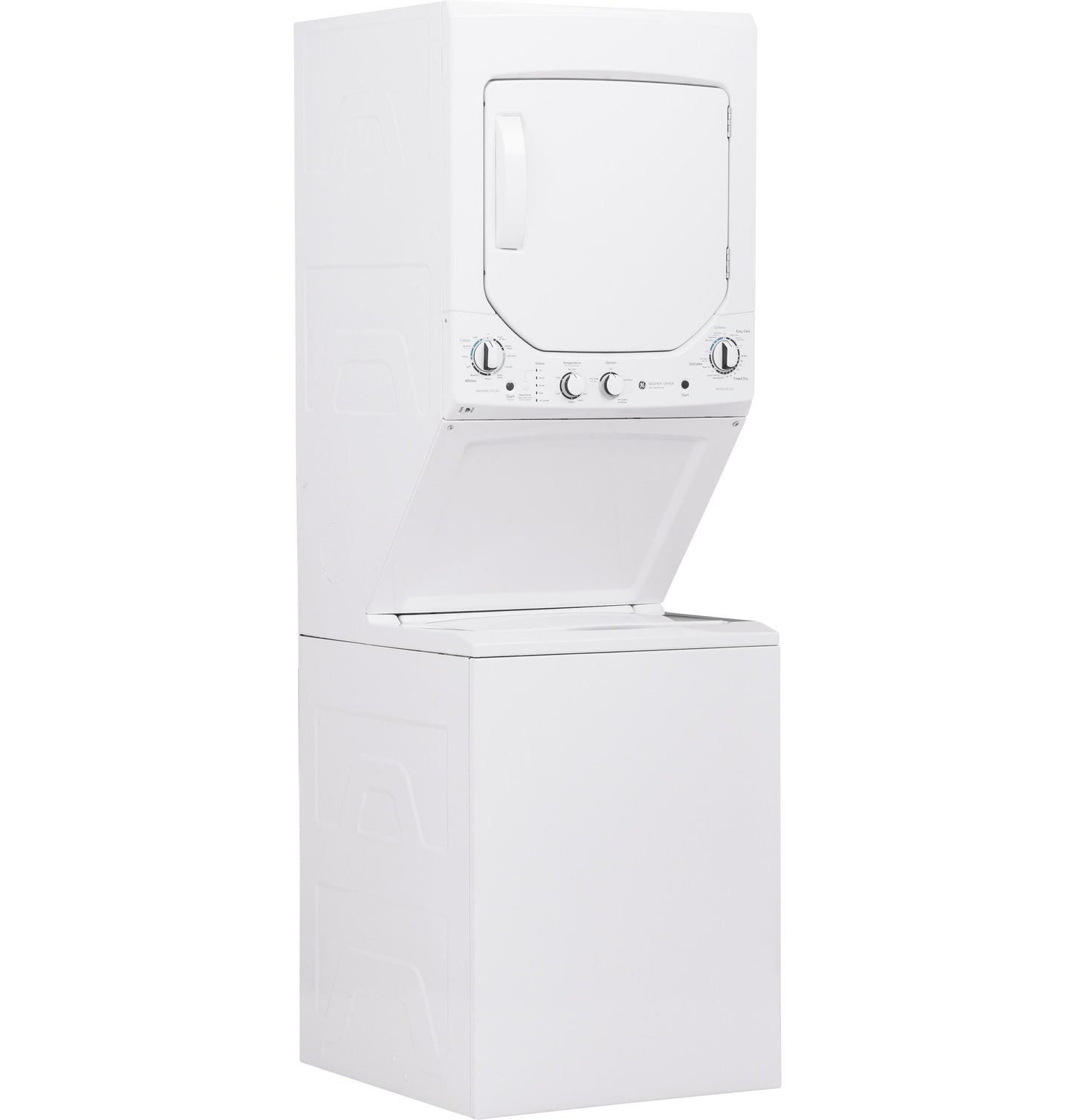 GUD24GSSMWW GE Unitized Spacemaker® 2.3 cu. ft. Capacity Washer with Stainless Steel Basket and 4.4 cu. ft. Capacity Gas Dryer