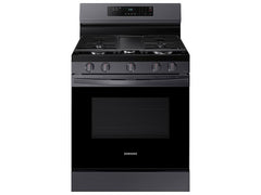 Samsung 6.0 cu. ft. Smart Freestanding Gas Range with 18K BTU Dual Power Burner & Self Clean in Black Stainless Steel